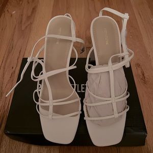 Pretty little thing white strap shoes
